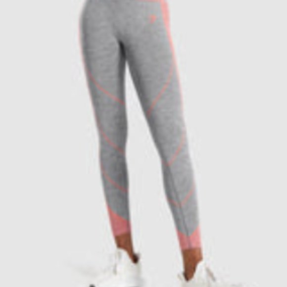 Gymshark Hyper Amplify Leggings - Charcoal Marl/Coral - Picture 4 of 4